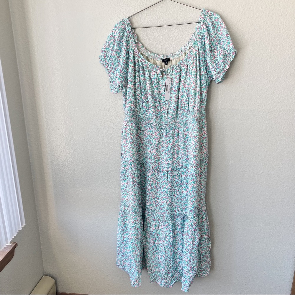 NWT J. Crew Boho Peasant Cottagecore Ditsy Floral Tiered Maxi Dress Easter